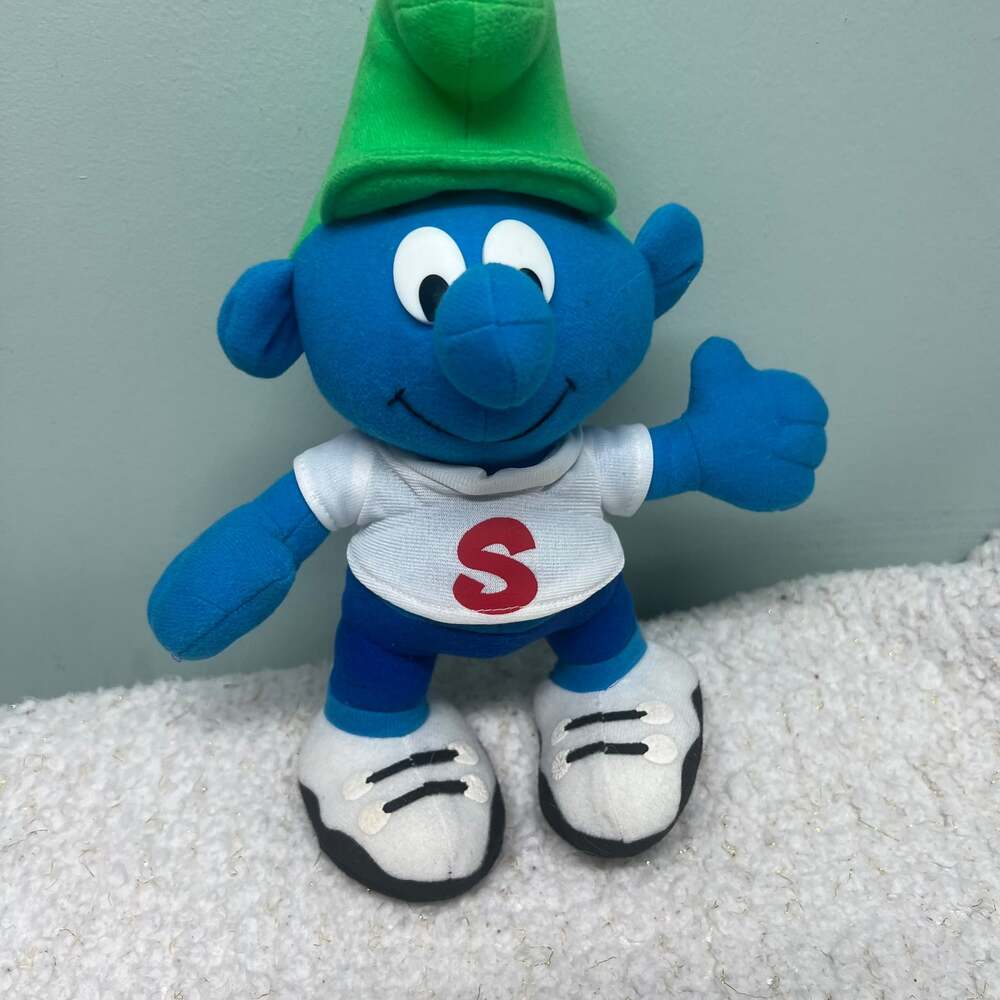 Vintage 1996 Toy Island Peyo Smurfs Plush Stuffed Doll with Green Hat and S Shir
